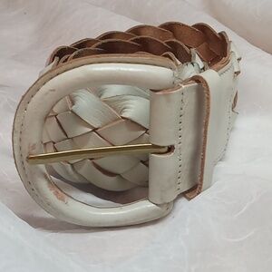 Banana republic braided leather cream belt
